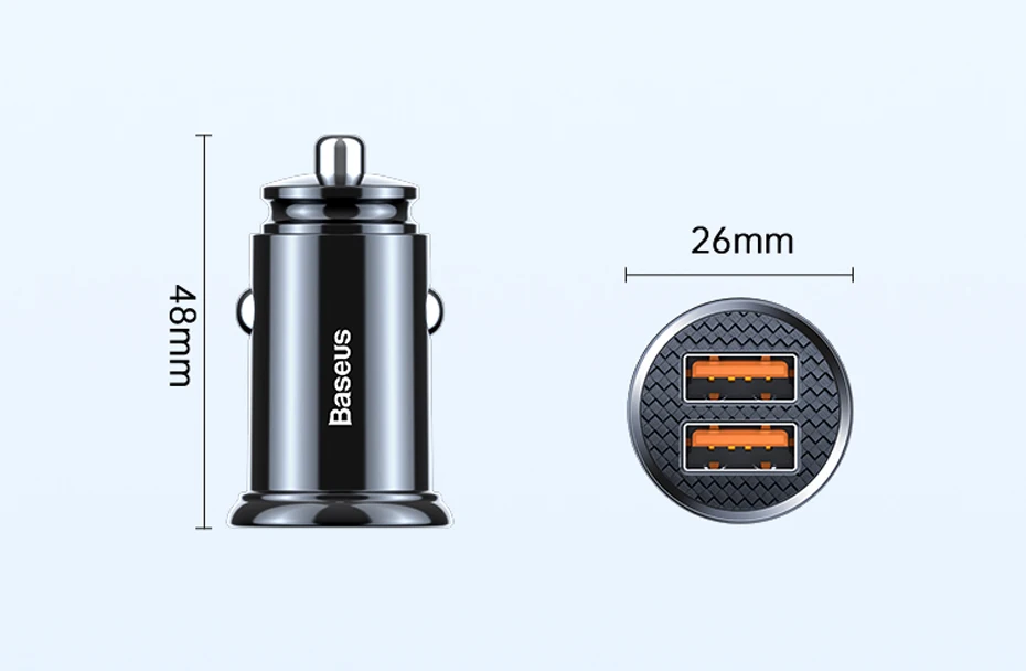 Baseus 30W USB Car Charger Quick Charge 4.0 3.0 FCP SCP USB PD For Xiaomi iPhone16 15 14 Pro Max Fast Charging Car Phone Charger