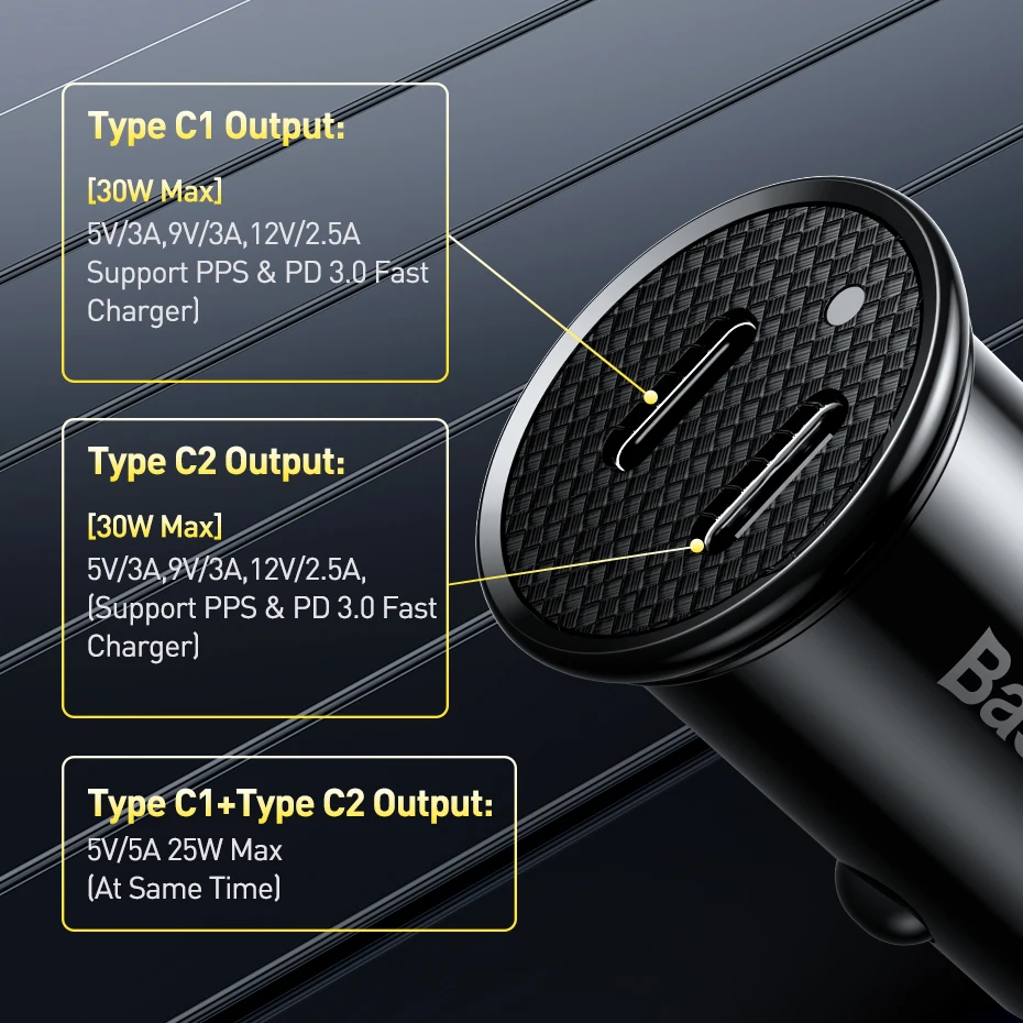 Baseus 30W USB Car Charger Quick Charge 4.0 3.0 FCP SCP USB PD For Xiaomi iPhone16 15 14 Pro Max Fast Charging Car Phone Charger