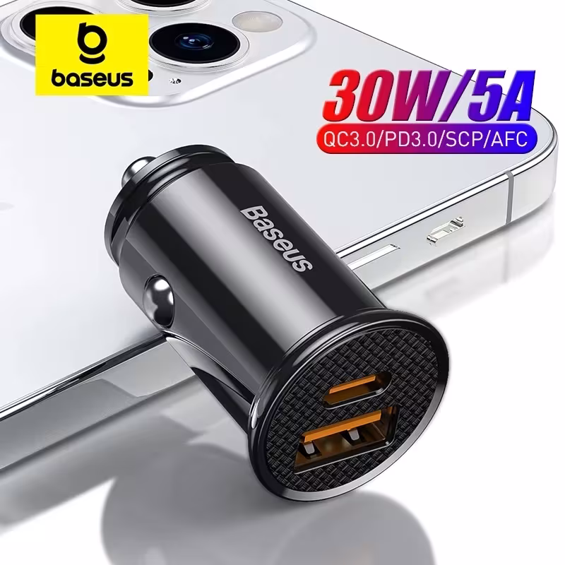 Baseus 30W USB Car Charger QC4.0 PD3.0 Fast Charging For iPhone Samsung Xiaomi Huawei Baseus 30W USB Car Charger QC4.0 PD3.0 Fast Charging For iPhone Samsung Xiaomi Huawei