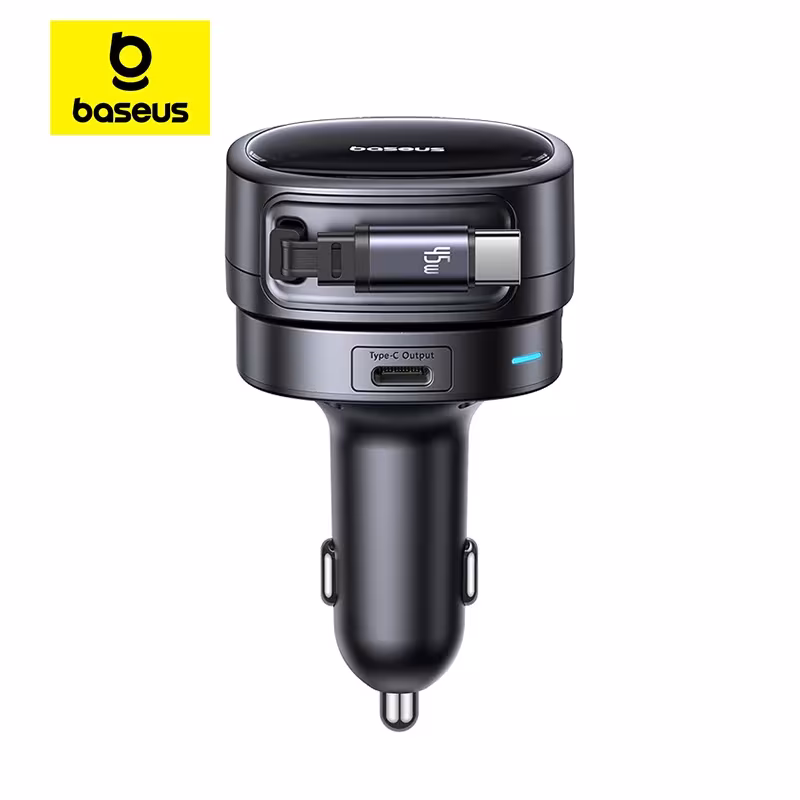 Baseus 60W Car Charger with 45W Retractable Cable 180° Rotating Fast Charger for Laptop iPhone Samsung Baseus 60W Car Charger with 45W Retractable Cable 180° Rotating Fast Charger for Laptop iPhone Samsung