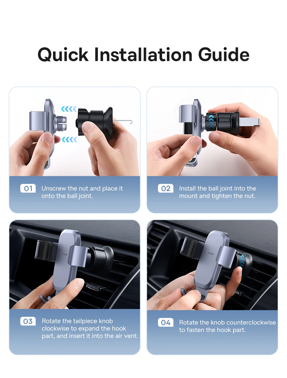 Baseus Metal Car Phone Holder Gravity Phone Stand Air Vent Car Holder Stand for iPhone Xiaomi Samsung Huawei Realme Moile Phone