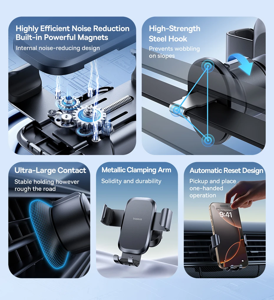 Baseus Metal Car Phone Holder Gravity Phone Stand Air Vent Car Holder Stand for iPhone Xiaomi Samsung Huawei Realme Moile Phone