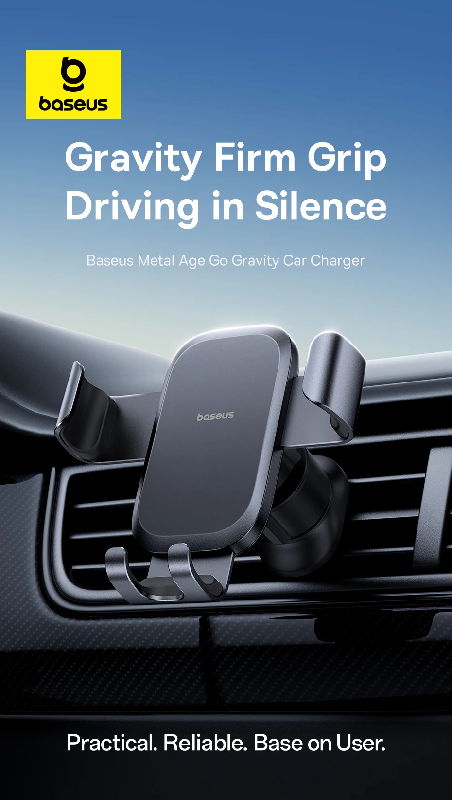 Baseus Metal Car Phone Holder Gravity Phone Stand Air Vent Car Holder Stand for iPhone Xiaomi Samsung Huawei Realme Moile Phone