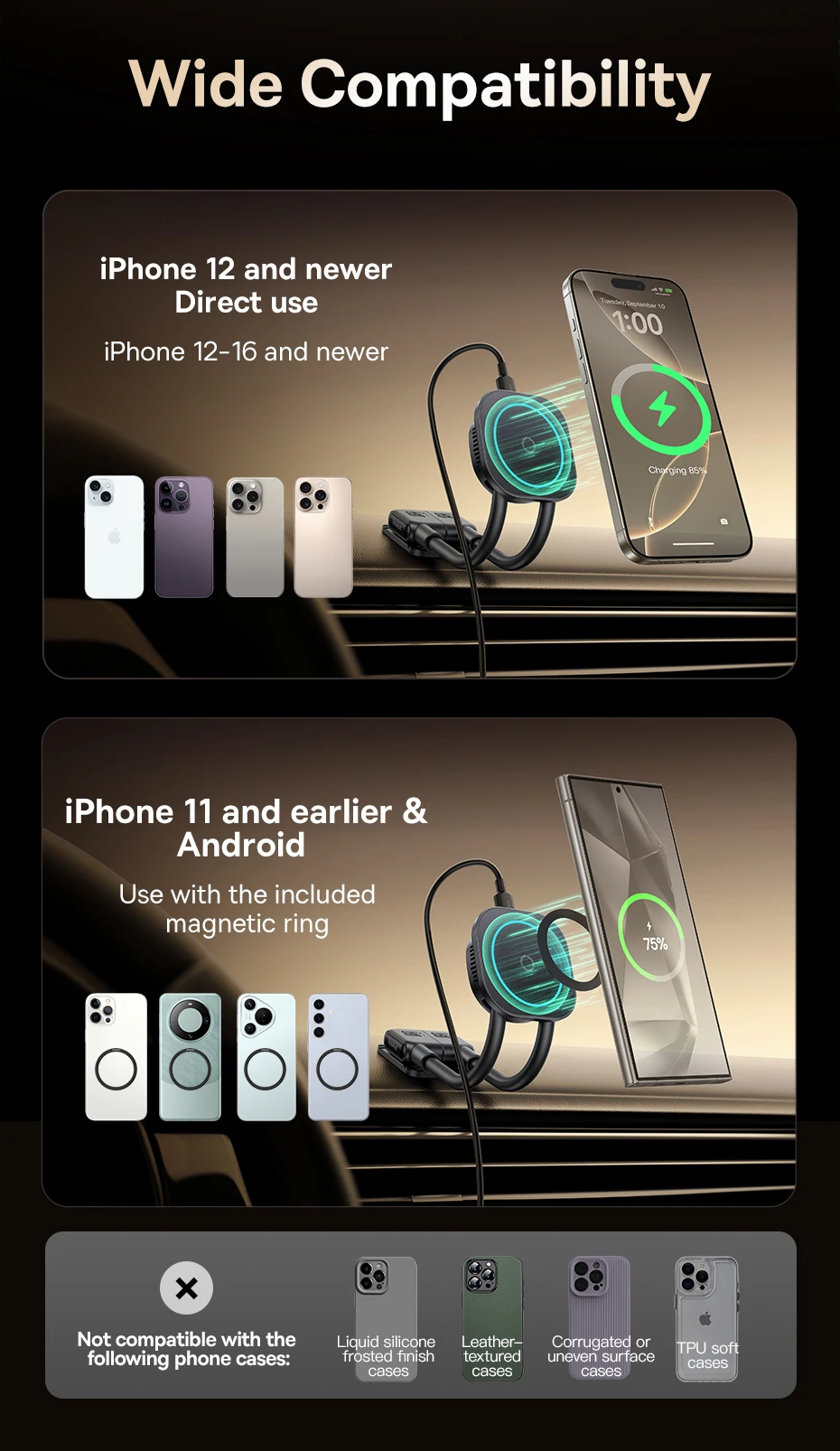 Baseus C03s Magnetic Car Mount Phone Holder For iPhone Samsung POCO Strong Magnet Bracket Dashboard Wireless Charger Stand