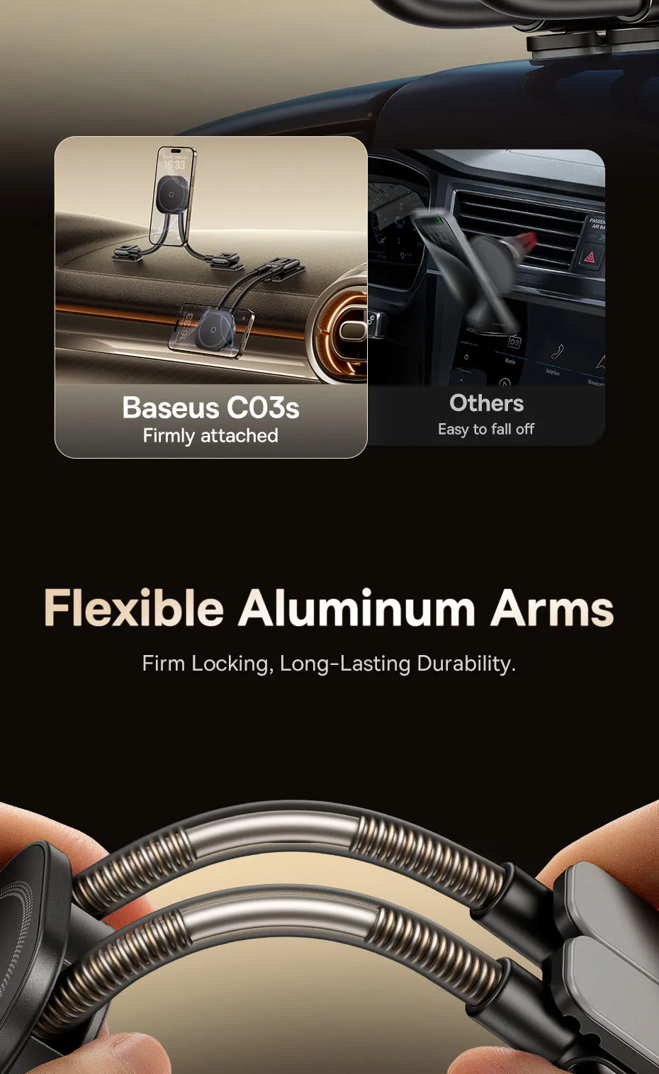 Baseus C03s Magnetic Car Mount Phone Holder For iPhone Samsung POCO Strong Magnet Bracket Dashboard Wireless Charger Stand
