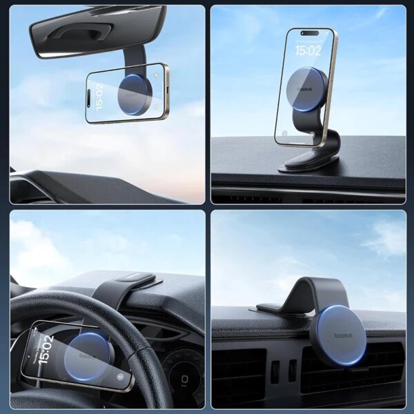 Baseus MagSafe Car Phone Holder Mount - 25N Magnetic Dashboard Stand for iPhone 15 14 13 12 - Image 5