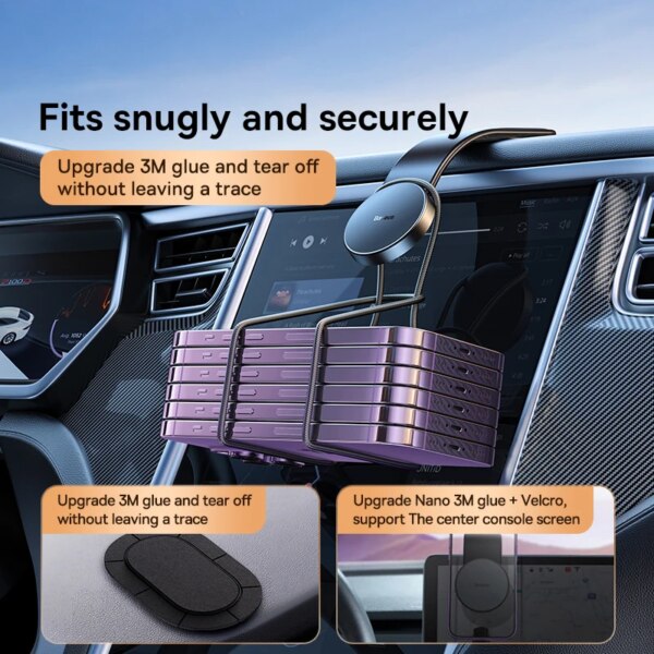 Baseus MagSafe Car Phone Holder Mount - 25N Magnetic Dashboard Stand for iPhone 15 14 13 12 - Image 2