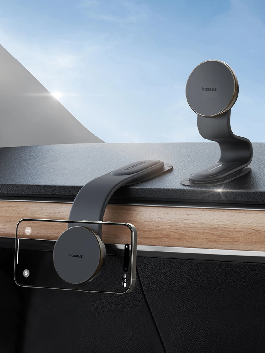 Baseus Magnetic Car Mobile Phone iPhone Holder Easy Paste Mount Stand Phone Holder for iPhone 13 14 15 Dashboard Center Console