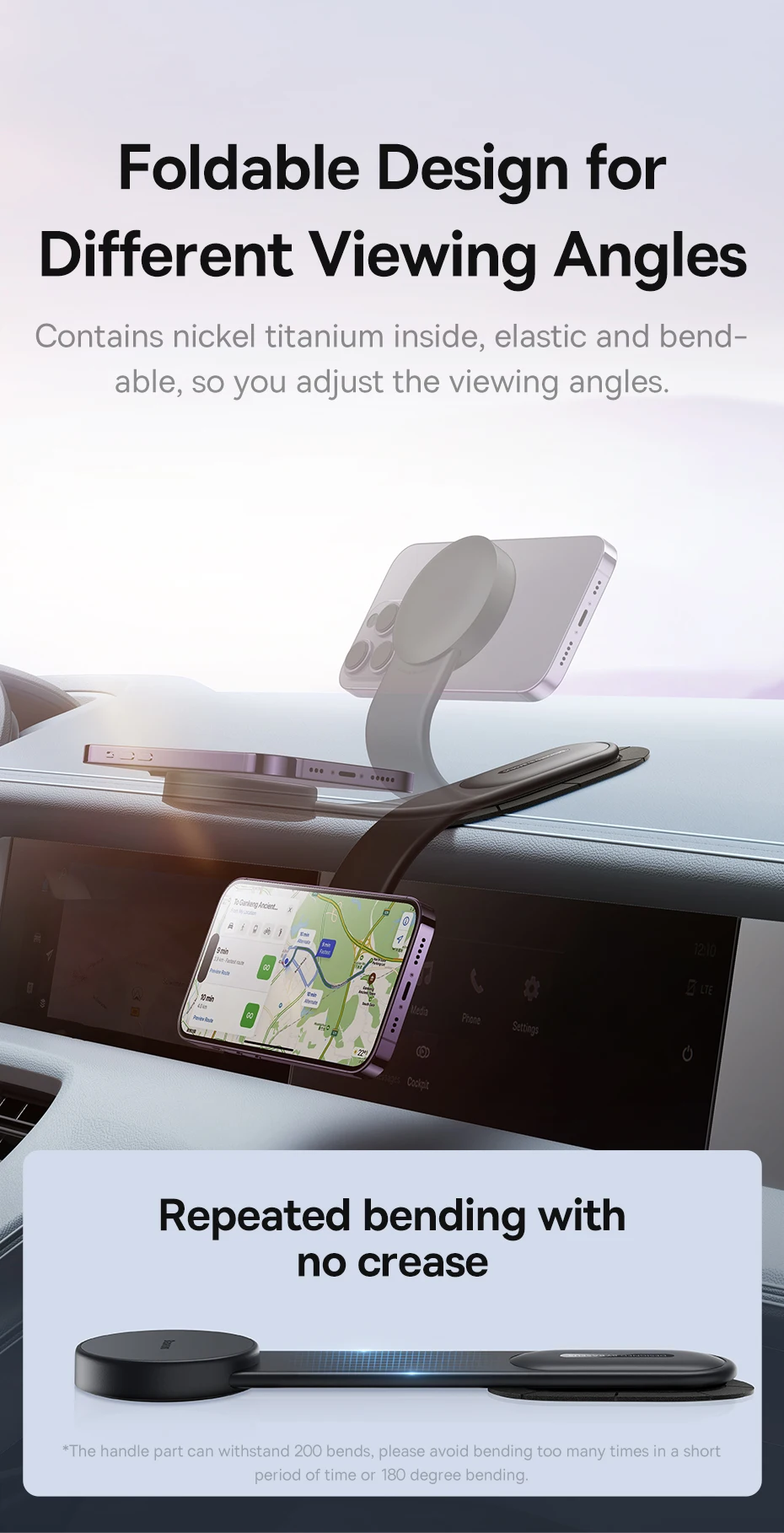 Baseus Magnetic Car Mobile Phone iPhone Holder Easy Paste Mount Stand Phone Holder for iPhone 13 14 15 Dashboard Center Console