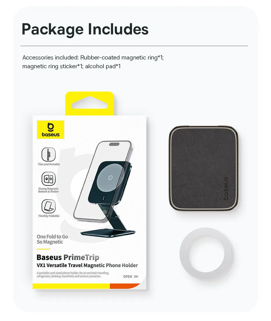 Baseus Airplane Phone Holder Portable Magnetic Phone Stand Holder for iPhone 12-16 Pro Kitchen Travel Wall Desk Car Phone Mount