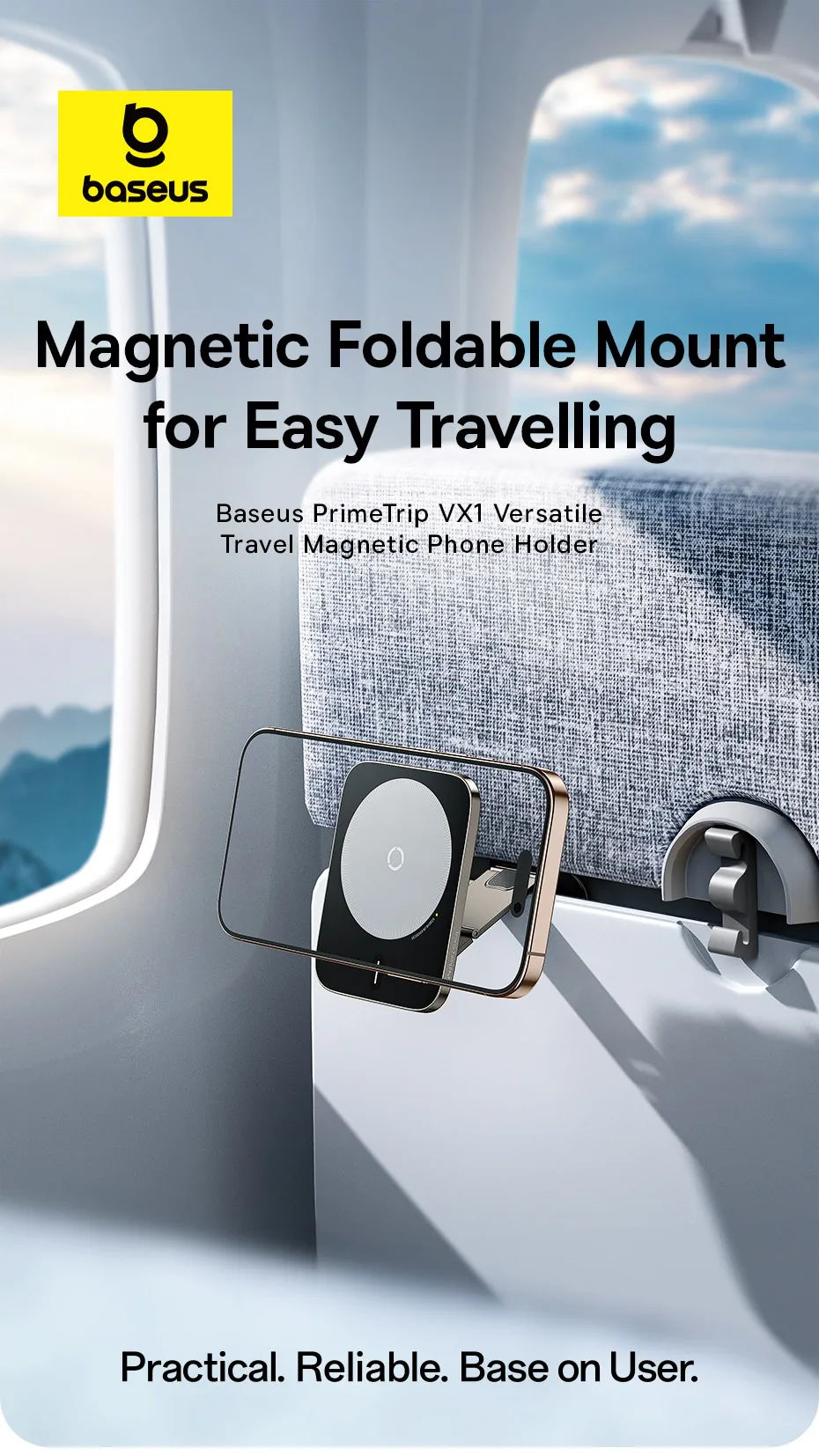Baseus Airplane Phone Holder Portable Magnetic Phone Stand Holder for iPhone 12-16 Pro Kitchen Travel Wall Desk Car Phone Mount