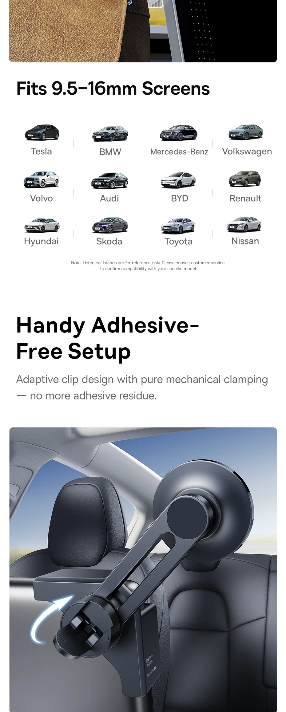 Baseus Car Central Screen Mount Corner Holder Magnetic Car Phone Holder Y Adjustable Car Mount for Tesla Model 3/Model BYD