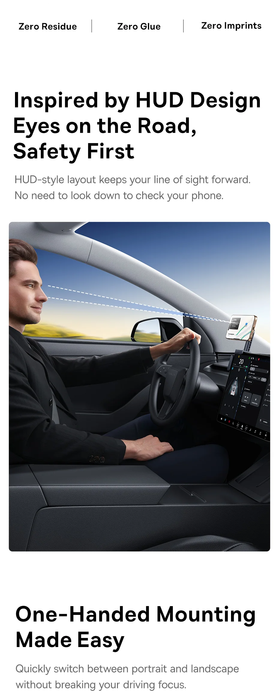 Baseus Car Central Screen Mount Corner Holder Magnetic Car Phone Holder Y Adjustable Car Mount for Tesla Model 3/Model BYD
