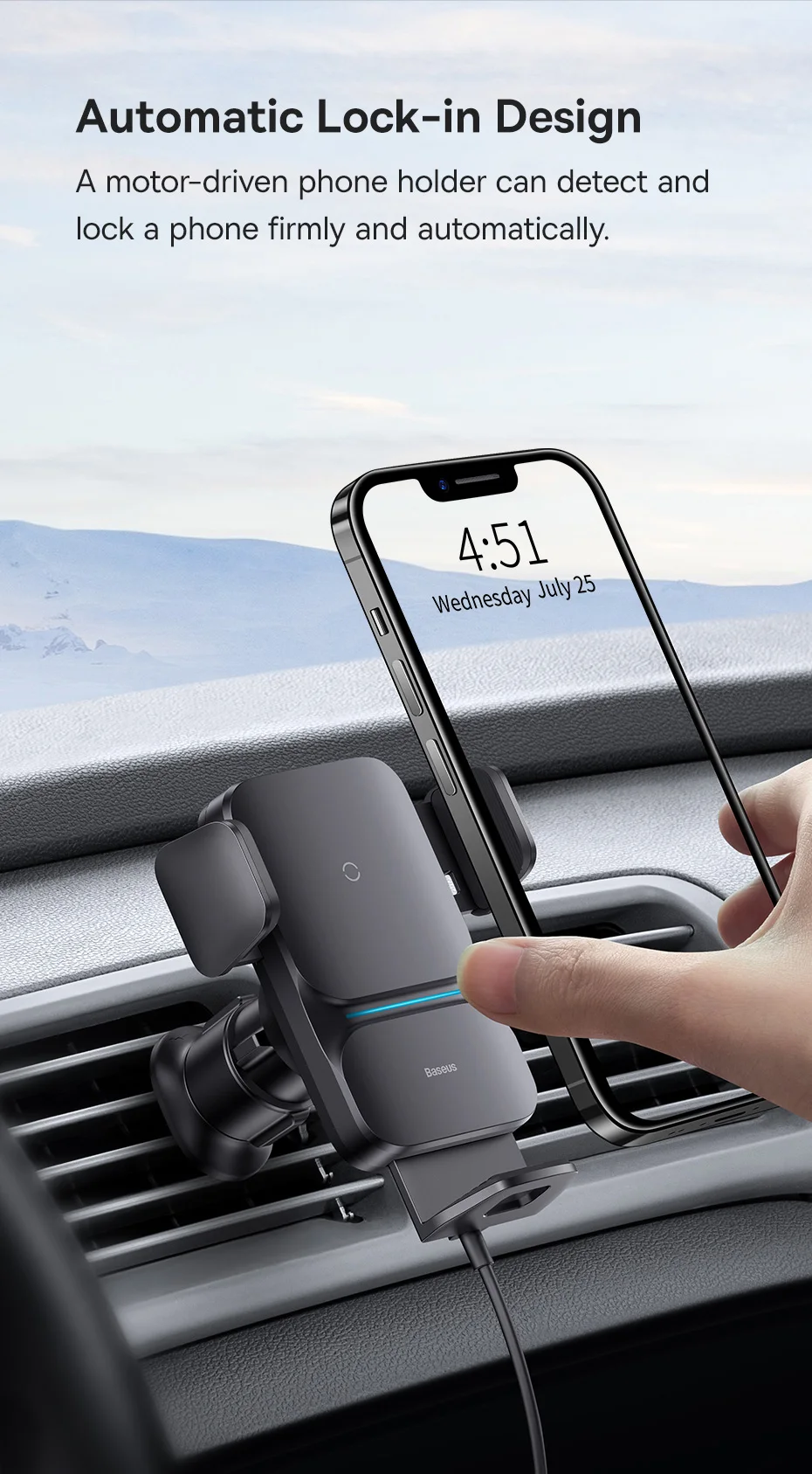 Baseus Car Phone Holder Infrared 15W QI Wireless Phone Charger for iPhone Xiaomi Samsung Car Mount Fast Charging Easy Control