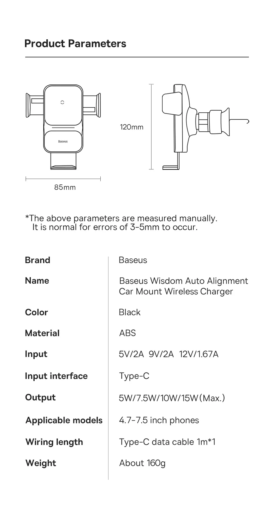 Baseus Car Phone Holder Infrared 15W QI Wireless Phone Charger for iPhone Xiaomi Samsung Car Mount Fast Charging Easy Control
