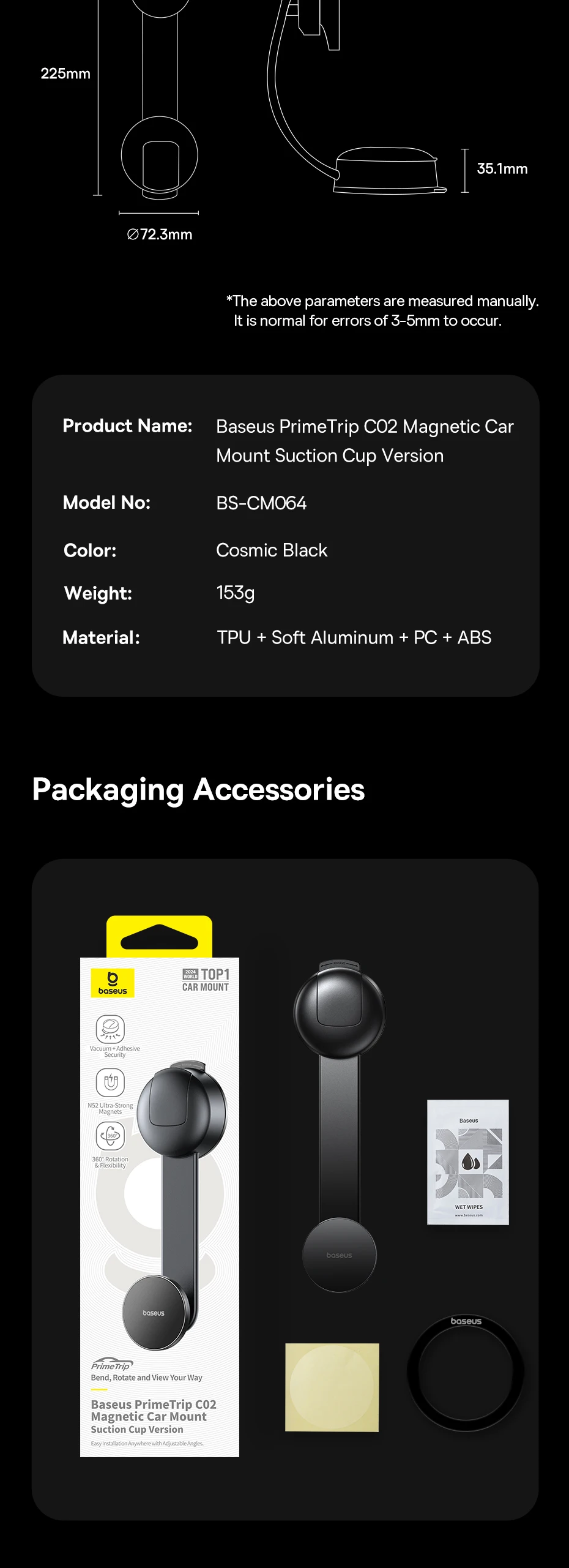 Baseus Magnetic Car Phone Holder Mobile Phone Stand For iPhone Samsung Redmi With Rotating Base Car Mount Universal Phone Holder