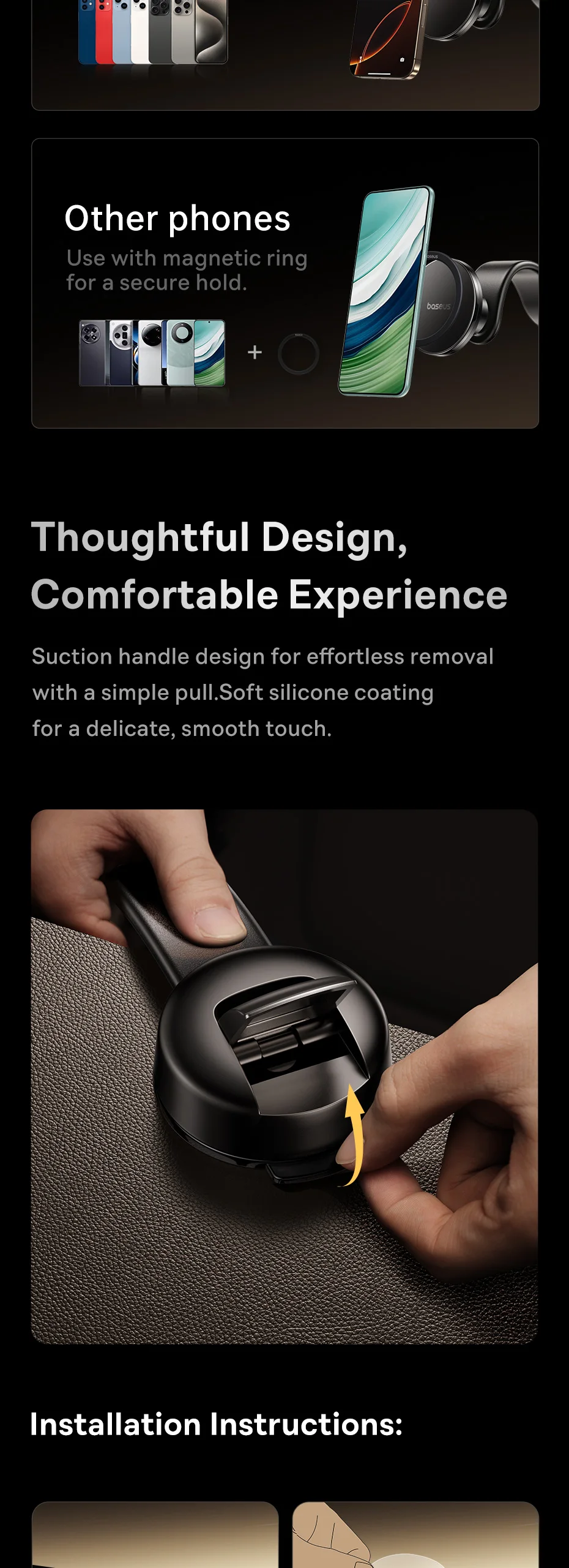 Baseus Magnetic Car Phone Holder Mobile Phone Stand For iPhone Samsung Redmi With Rotating Base Car Mount Universal Phone Holder