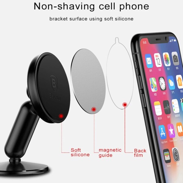 Baseus Universal 360 Degree Magnetic Car Phone Holder Mount with Wireless Charging Compatibility - Image 4