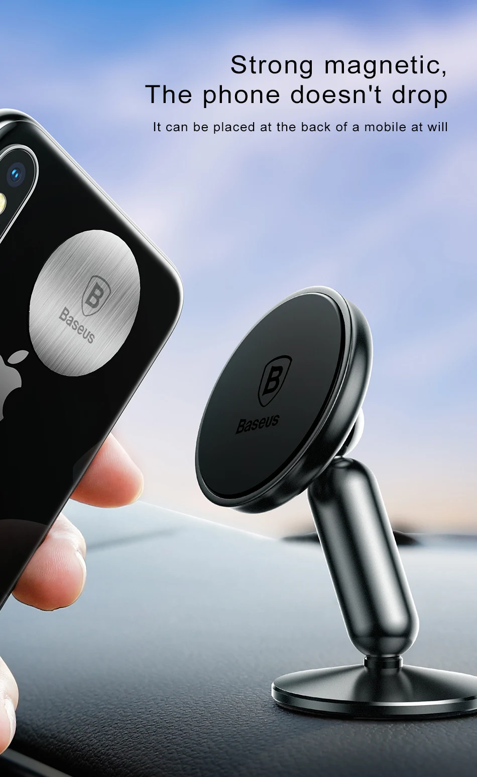 Baseus Universal Car Holder For Mobile Phone Holder Stand in Car Mount Phone Holder For Car 360 Degree Magnetic Car Phone Holder