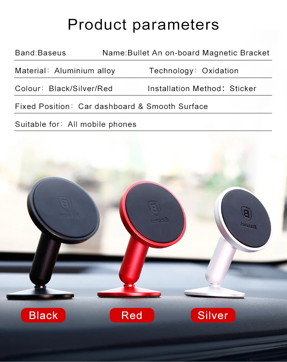 Baseus Universal Car Holder For Mobile Phone Holder Stand in Car Mount Phone Holder For Car 360 Degree Magnetic Car Phone Holder