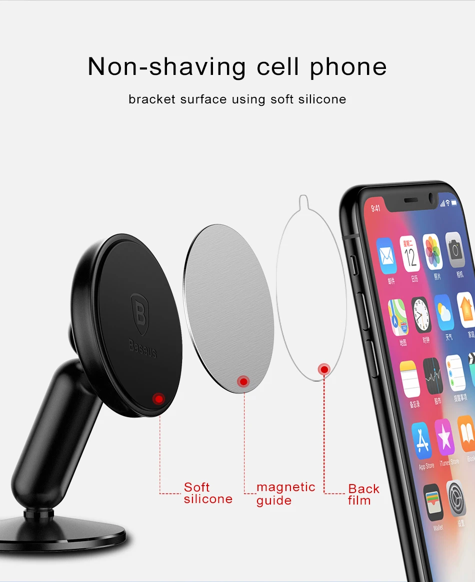 Baseus Universal Car Holder For Mobile Phone Holder Stand in Car Mount Phone Holder For Car 360 Degree Magnetic Car Phone Holder