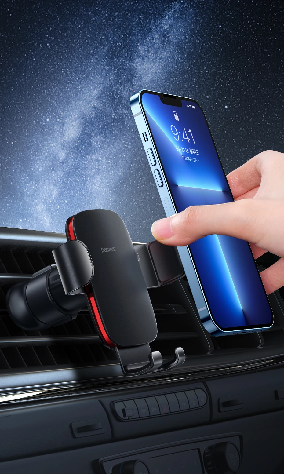 Baseus Car Phone Holder for Air Vent CD Slot Mount Holder Stand for iPhone Samsung Metal Car Cell Mobile Phone Holder Cradle