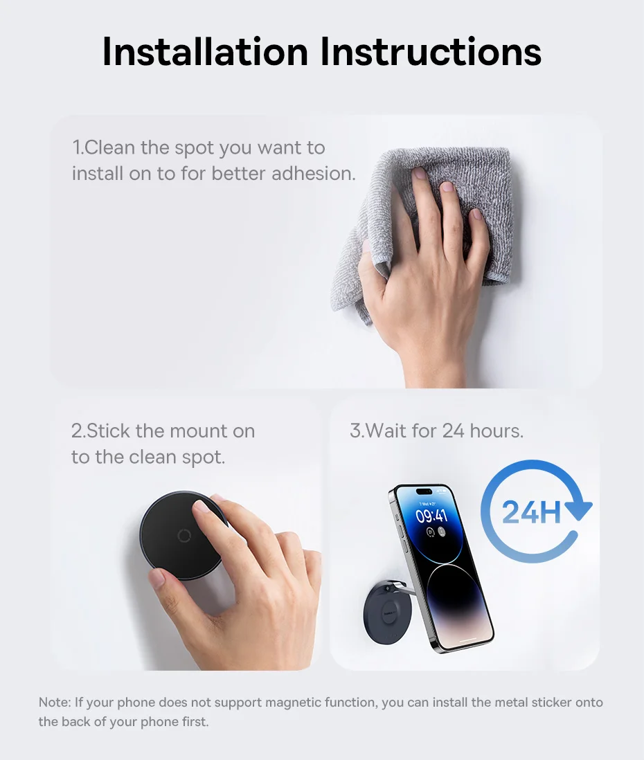 Baseus Magnetic Phone Stand for iPhone 16 15 14 13 Pro Max Magnetic Suction Wall Holder for Samsung Universal Adjustable Stand