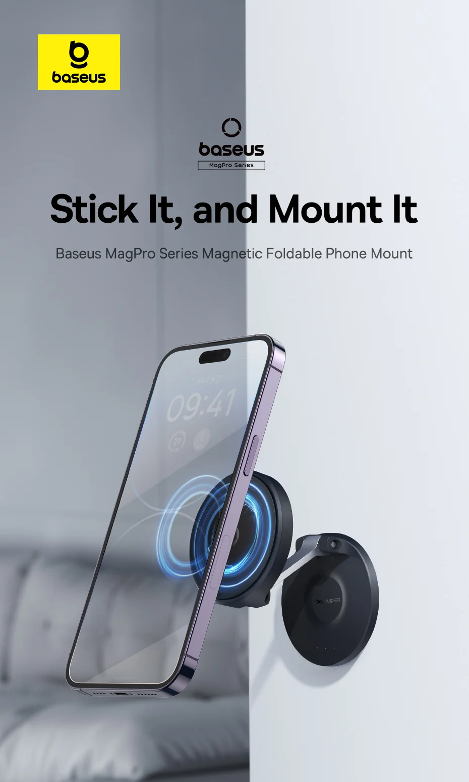 Baseus Magnetic Phone Stand for iPhone 16 15 14 13 Pro Max Magnetic Suction Wall Holder for Samsung Universal Adjustable Stand