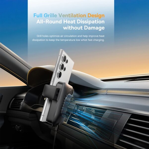 Baseus Wisdom Pro Auto Coil Alignment Car Mount Wireless Charger 15W Air Vent - Image 6