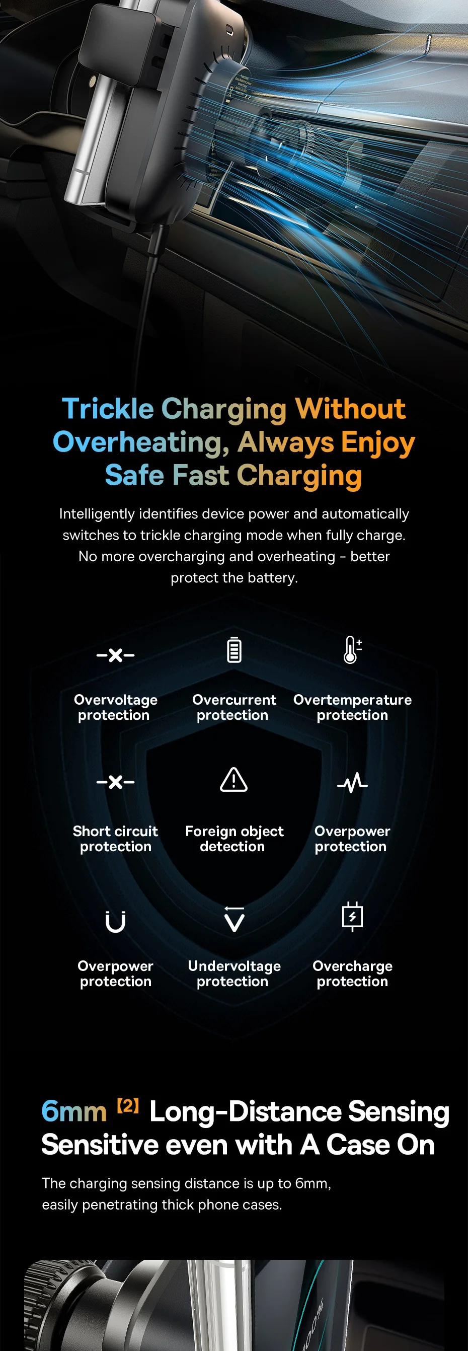 Baseus Car Wireless Charger for Xiaomi Samsung Huawei Car Phone Holder Infrared RGB 15W QI Car Mount Fast Charging Easy Control