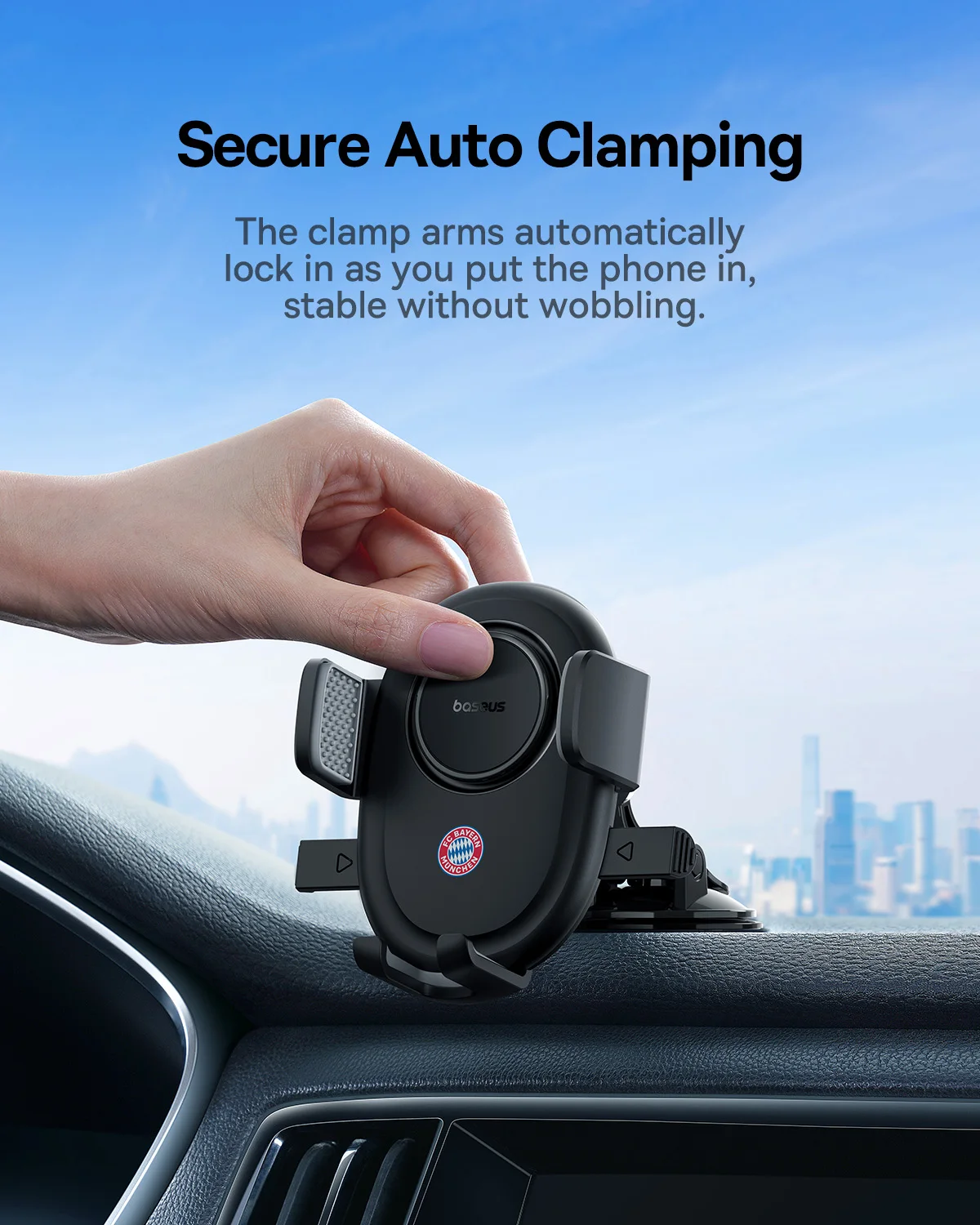 【FC Bayern Collaboration】Baseus Universal Cell Phone Mount for Dashboard Phone Holder Mount for Car Strong Suction Hands-Free