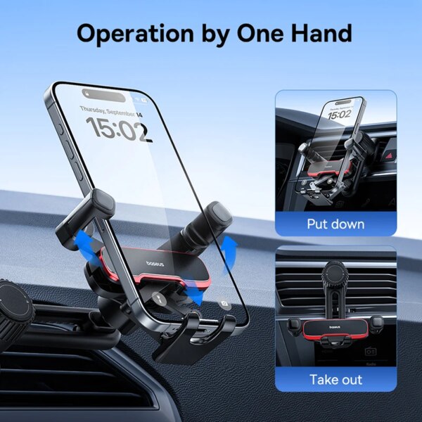 Baseus Auto Clamping Gravity Car Phone Holder Metal Air Vent Mount 360° Adjustable - Image 2