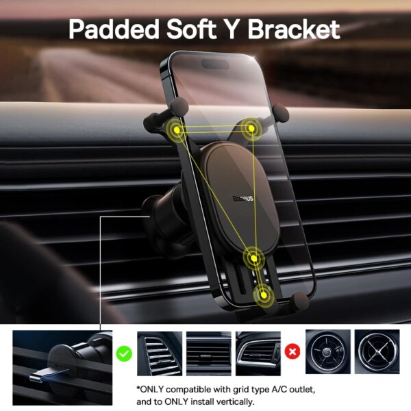 Baseus Gravity Car Phone Holder Air Vent Mount Auto Restorable Stand for iPhone Samsung Xiaomi - Image 5