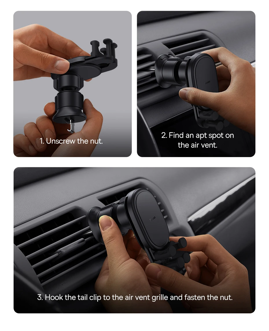 Baseus Car Phone Holder Gravity in Car Air Vent Silicone Stand For iPhone Xiaomi Samsung Auto Restorable Car Mobile Support