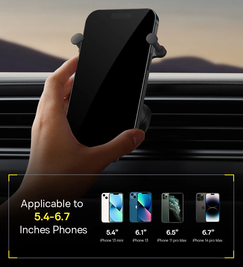 Baseus Car Phone Holder Gravity in Car Air Vent Silicone Stand For iPhone Xiaomi Samsung Auto Restorable Car Mobile Support