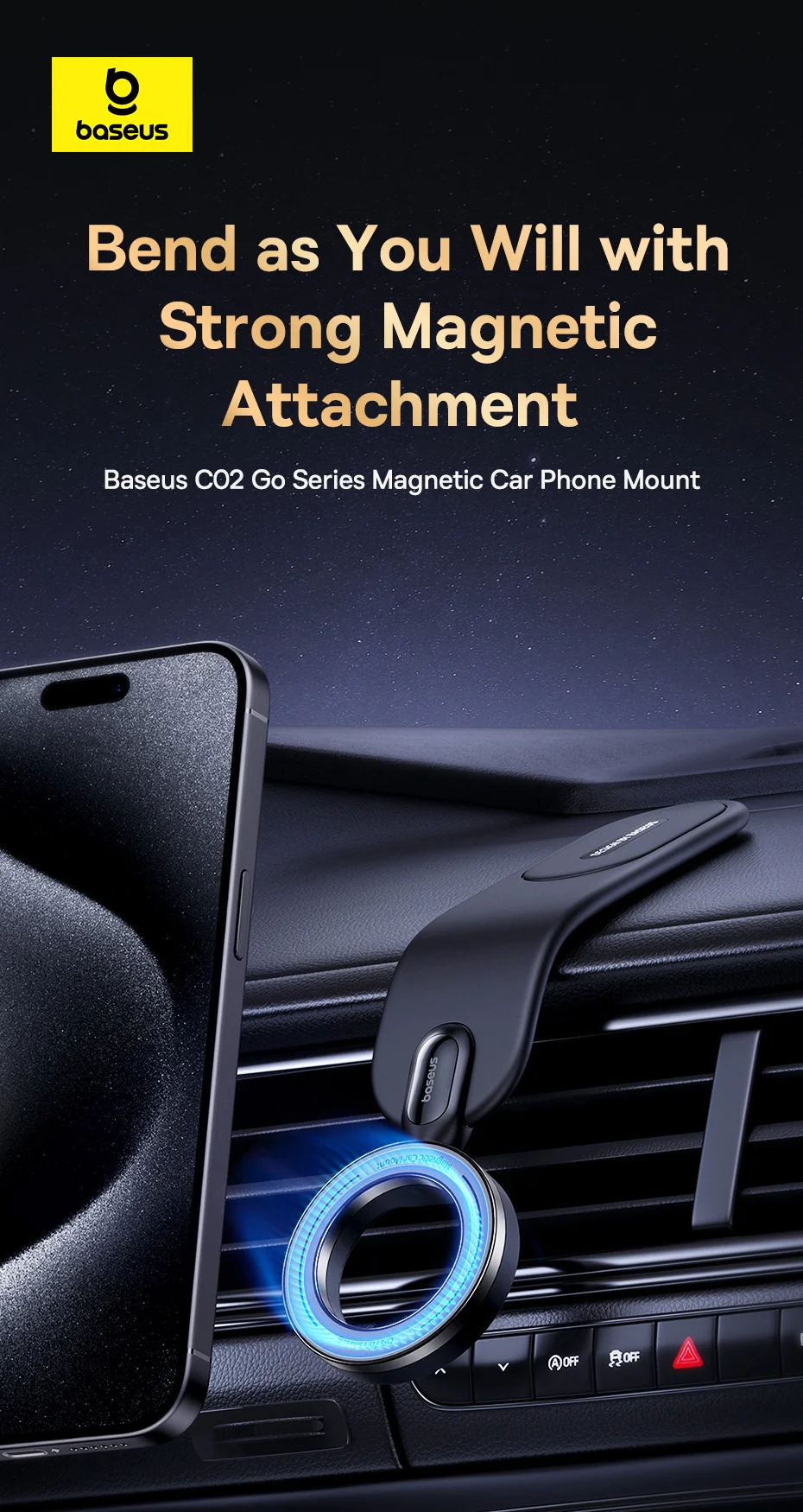 【FC Bayern Collaboration】Baseus Magnetic Car Phone Holder,Stand For iPhone Samsung Xiaomi,Car Mount,Universal Phone Holder