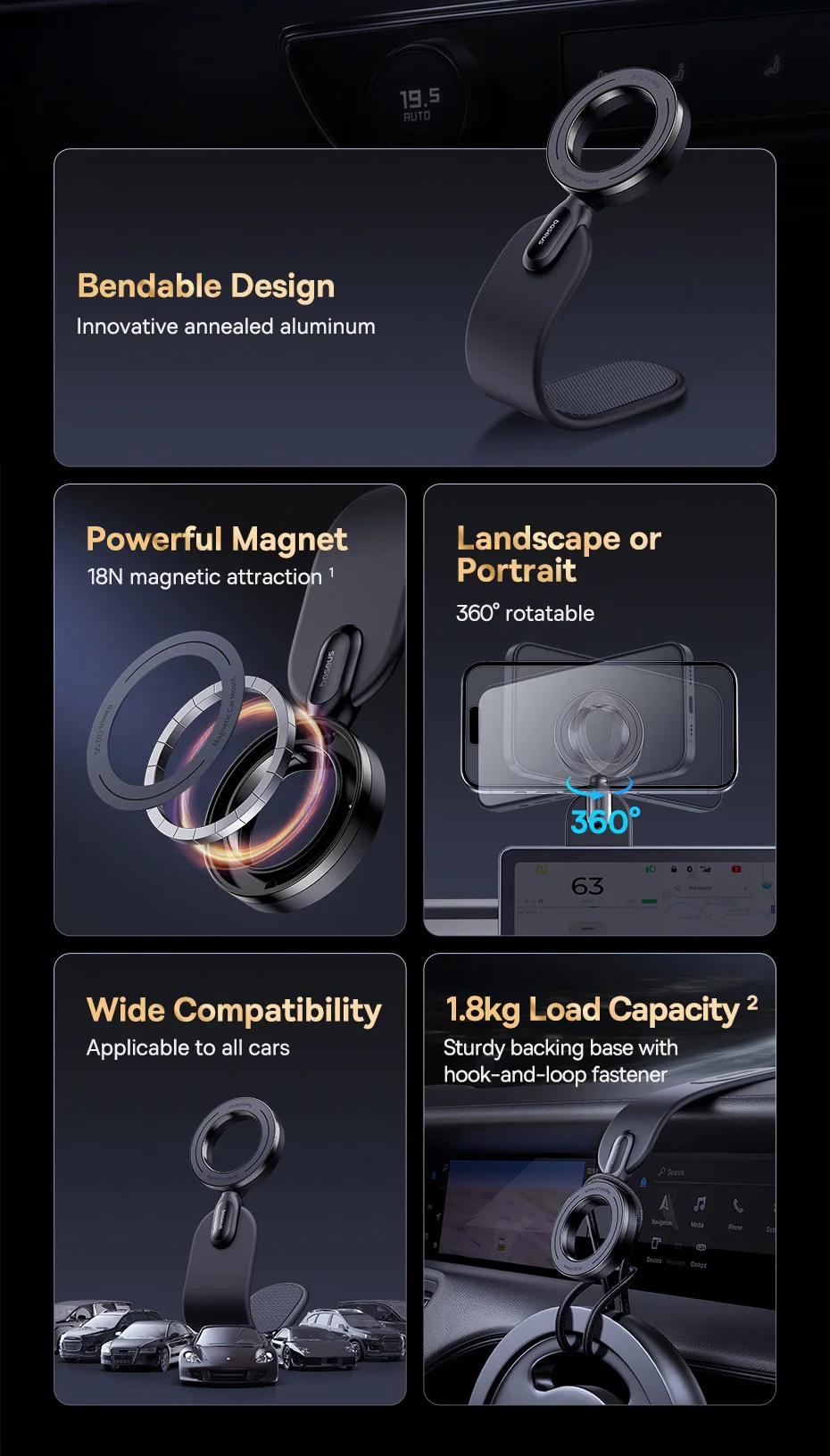 【FC Bayern Collaboration】Baseus Magnetic Car Phone Holder,Stand For iPhone Samsung Xiaomi,Car Mount,Universal Phone Holder