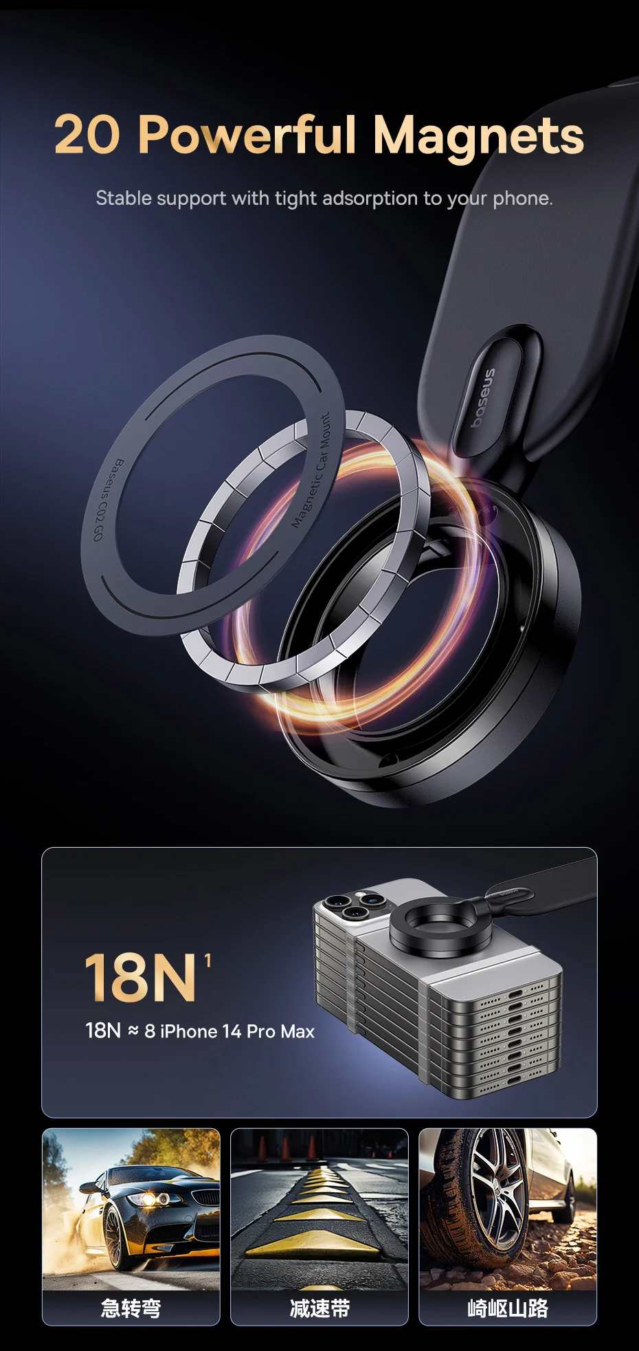 【FC Bayern Collaboration】Baseus Magnetic Car Phone Holder,Stand For iPhone Samsung Xiaomi,Car Mount,Universal Phone Holder