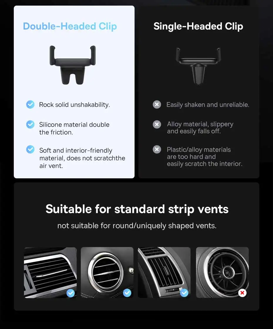 Baseus Car Phone Holder For Universal Mobile Phone Holder Stand Car Phone Stand For Car Air Outlet Mount Car Cell Phone Support