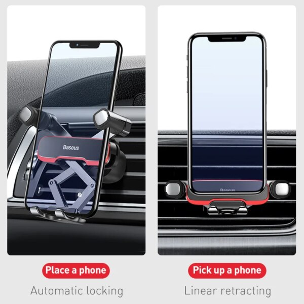 Baseus Metal Gravity Car Air Vent Phone Holder Mount for iPhone Samsung - Image 3