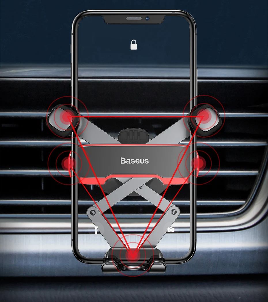 Baseus Car Phone Holder for Car Air Vent Mount Cell Phone Support Phone Holder Stand for iPhone Samsung Metal Gravity Phone Hold