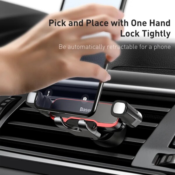 Baseus Metal Gravity Car Air Vent Phone Holder Mount for iPhone Samsung - Image 2
