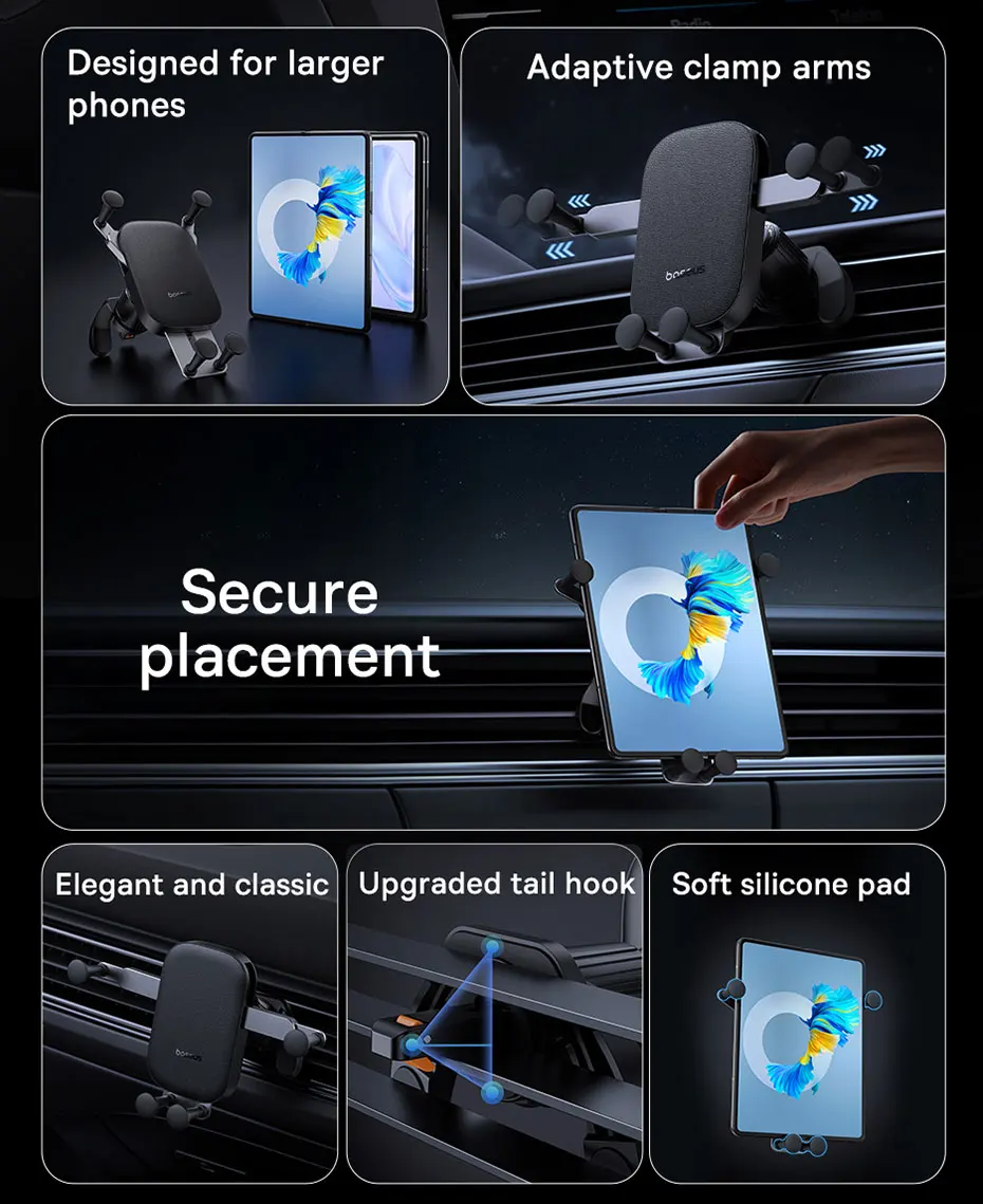 Baseus Folding Screen Phone Stand Car Phone Holder For Tablet iPad Huawei Mate Samsung Galaxy Bracket Car Mount Holder