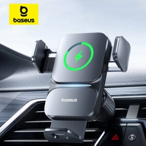 Baseus 15W Infrared Auto Alignment Wireless Car Charger Mount - Qi Fast Charging Phone Holder for iPhone Samsung Xiaomi