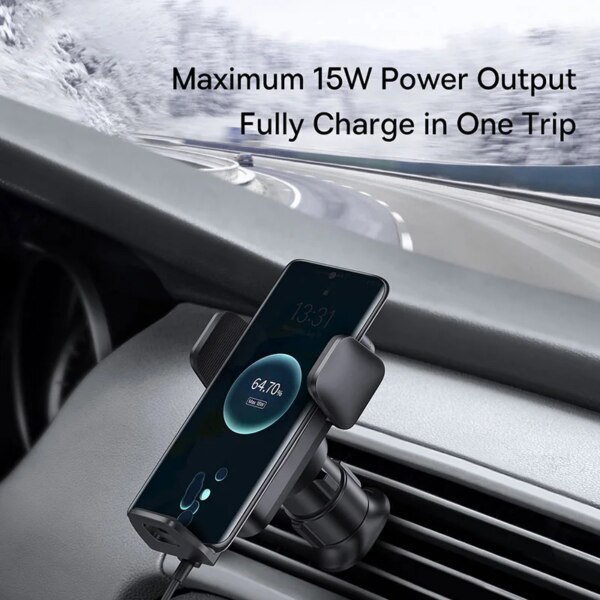 Baseus 15W Infrared Auto Alignment Wireless Car Charger Mount - Qi Fast Charging Phone Holder for iPhone Samsung Xiaomi - Image 4