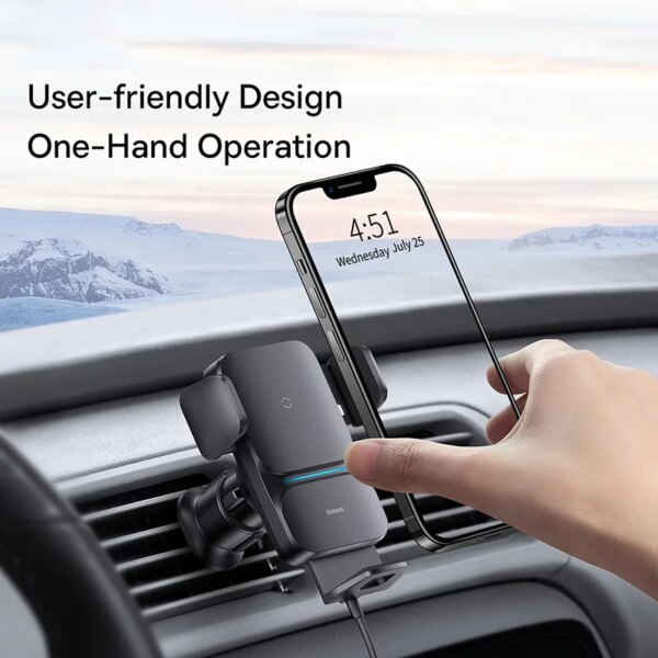 Baseus 15W Infrared Auto Alignment Wireless Car Charger Mount - Qi Fast Charging Phone Holder for iPhone Samsung Xiaomi - Image 5