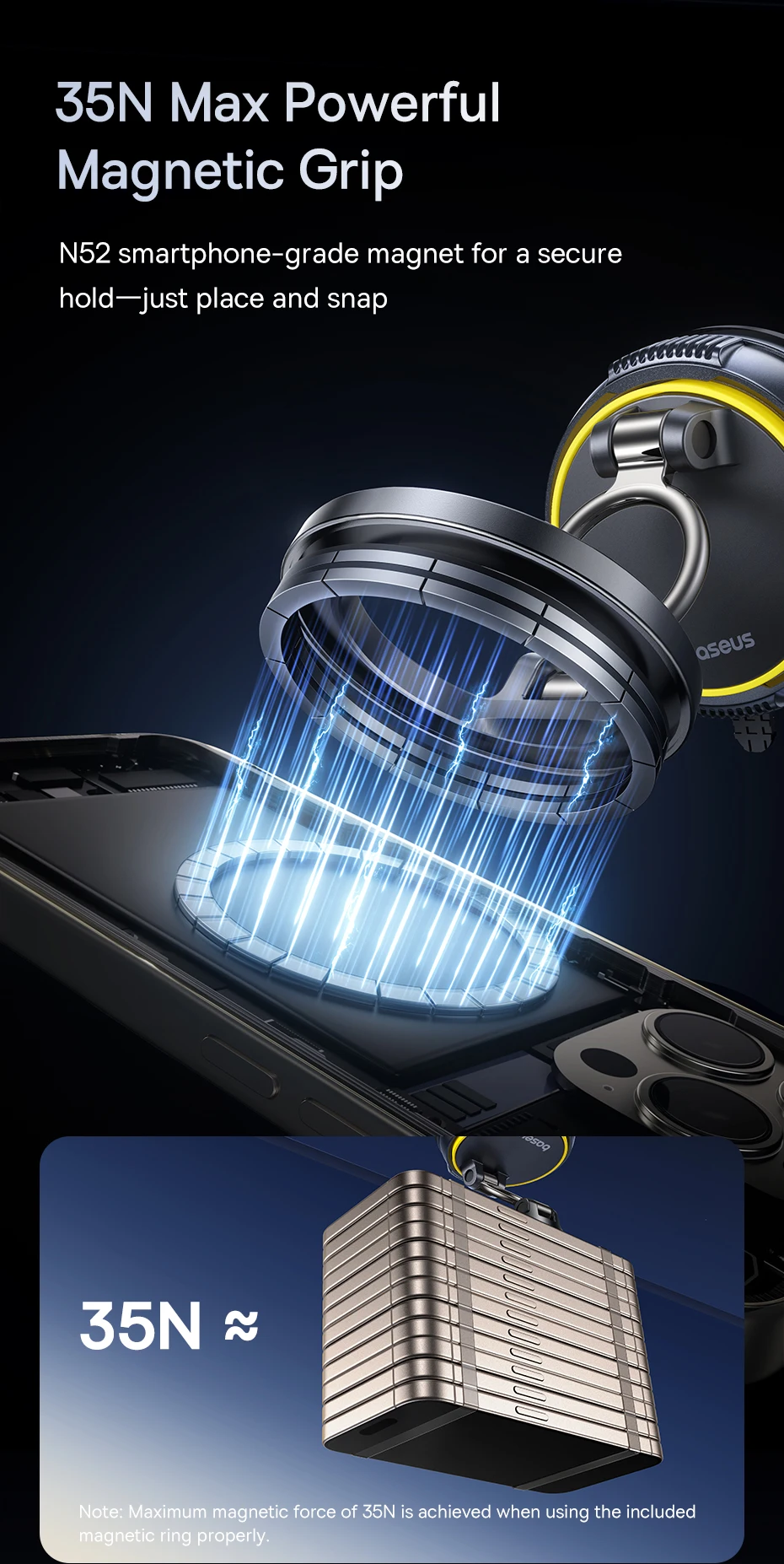 Baseus Vacuum Magnetic Car Phone Holder Mount 360° Rotation Stand Car Mount for iPhone Samsung Xiaomi Travel Holder Gym Stand