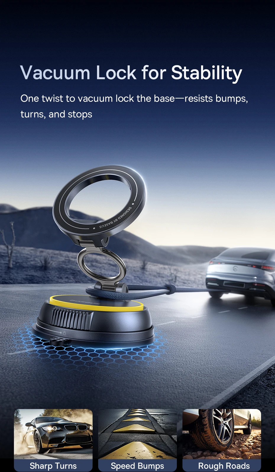 Baseus Vacuum Magnetic Car Phone Holder Mount 360° Rotation Stand Car Mount for iPhone Samsung Xiaomi Travel Holder Gym Stand
