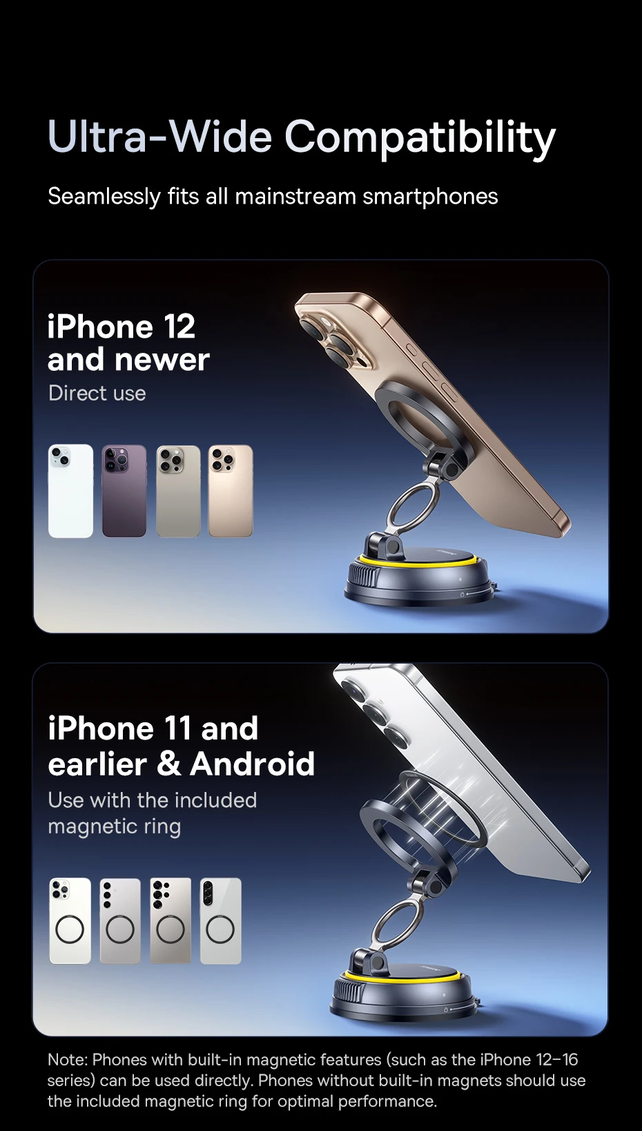 Baseus Vacuum Magnetic Car Phone Holder Mount 360° Rotation Stand Car Mount for iPhone Samsung Xiaomi Travel Holder Gym Stand
