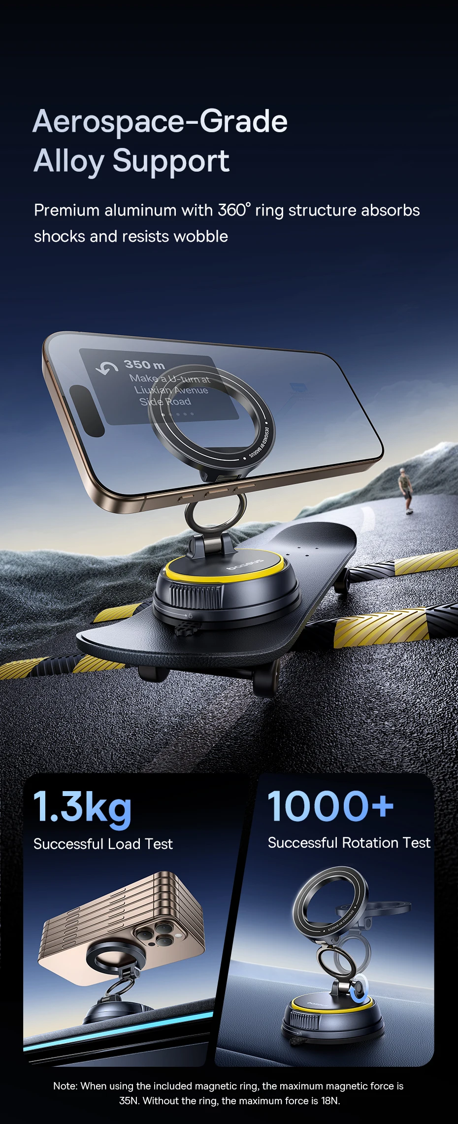 Baseus Vacuum Magnetic Car Phone Holder Mount 360° Rotation Stand Car Mount for iPhone Samsung Xiaomi Travel Holder Gym Stand